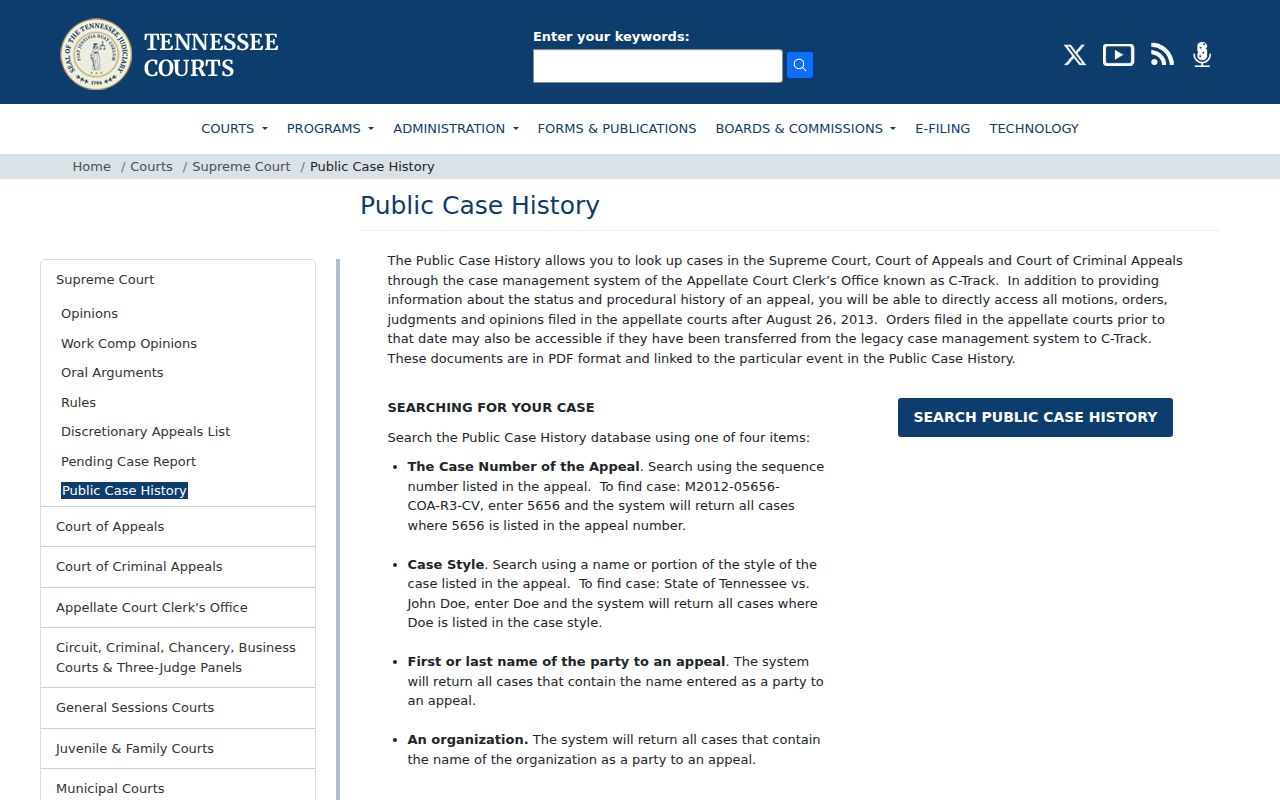 Tennessee appellate scope for a Cannon County case search