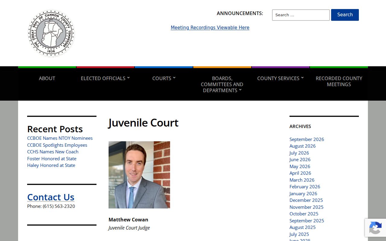 Cannon County court calendar Juvenile Court schedule