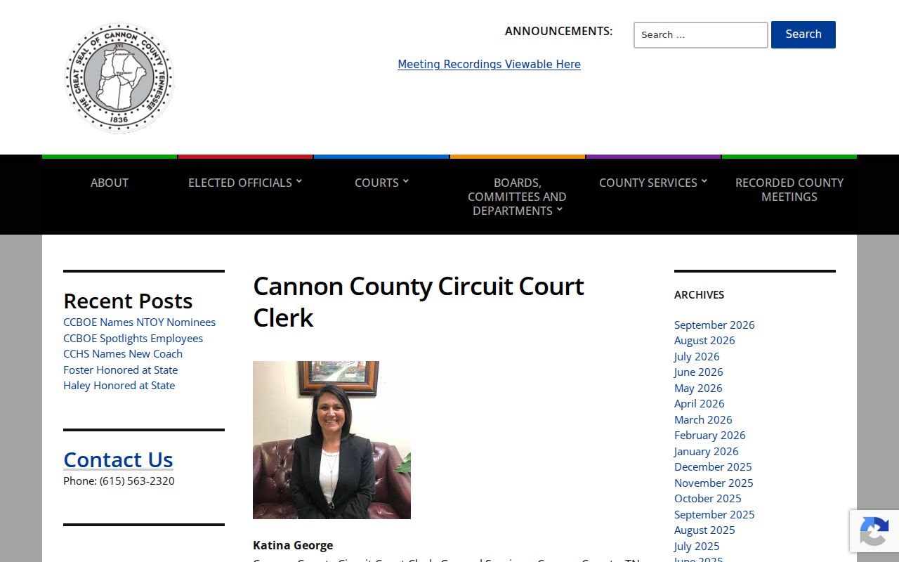 Cannon County court docket Circuit Court Clerk contact