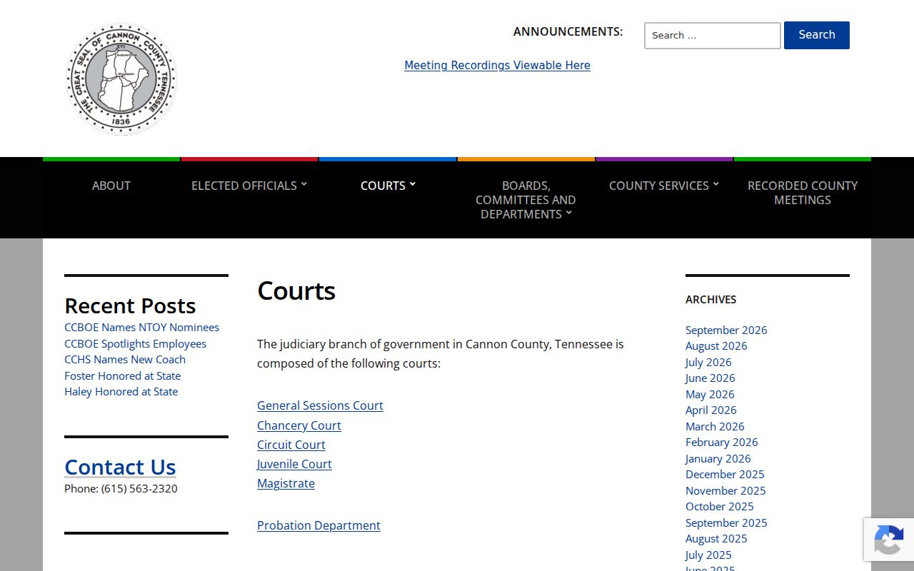 Cannon County court docket office directory