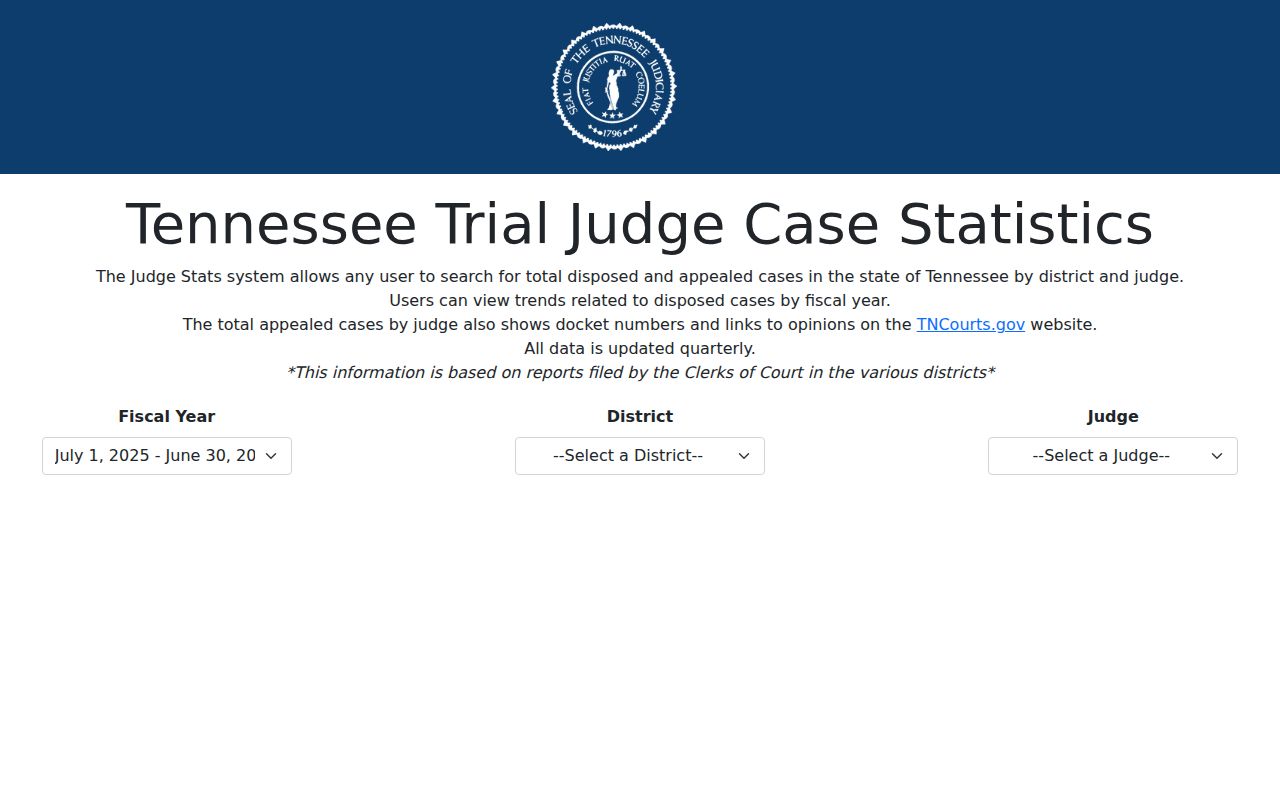 Cannon County court docket statistics filters